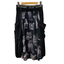 フラボア FRAPBOIS 膝丈スカート 猫柄 スカート ブラック 201LB-113