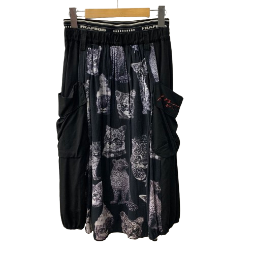 フラボア FRAPBOIS 膝丈スカート 猫柄 スカート ブラック 201LB-113