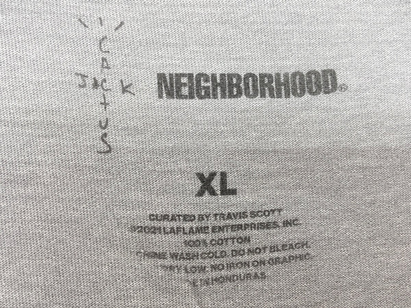 ネイバーフッド NEIGHBORHOOD × カクタスジャック Cactus Jack カルーセル CAROUSEL TEE 半袖 カットソー クルーネック コットン サイドロゴ GRAY 灰色 Tシャツ プリント グレー XLサイズ 104MT-1803