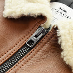 コーチ COACH レザー フライト ジャケット LEATHER FLIGHT JACKET 襟ボア やぎ革  S ジャケット ブラウン 103MT-3449