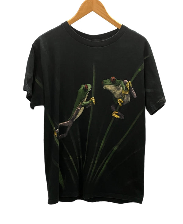 US US古着 RADICAL NATURE Frog カエル アニマル 動物 Tシャツ プリント ブラック Lサイズ 101MT-2619