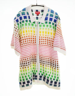 シュプリーム SUPREME 23SS GRADIENT GRID ZIP UP POLO ジップアップ ポロ シャツ ニット  L 半袖ポロシャツ マルチカラー 103MT-3443