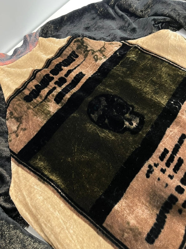 シェアースピリット SHARE SPIRIT HOMME シルク 総柄 ベロア スタジャン ジャケット マルチカラー Lサイズ 101MT-4979