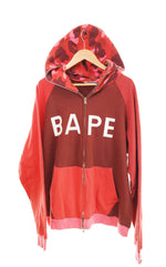 アベイシングエイプ A BATHING APE BAPE カモフラ ロゴ プリント ジップパーカー 赤 パーカ レッド Lサイズ 103MT-2313