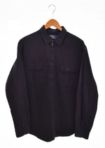 ラルフローレン RalphLauren 90s ハーフジップシャツ TALONジップ チンストラップ 長袖シャツ ブラック LLサイズ 103MT-2654