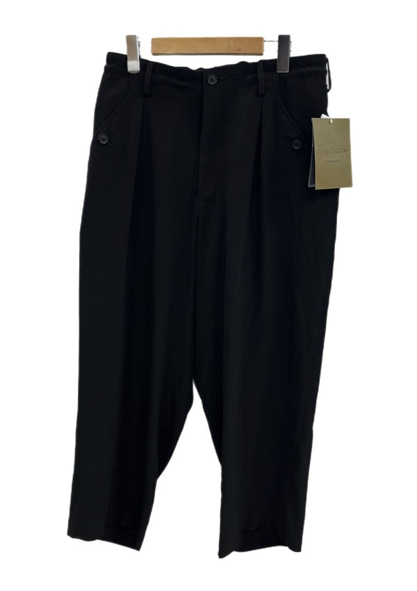 ヨウジ ヤマモト YOHJIYAMAMOTO POUR HOMME プールオム M-Taタキシード タックP タックパンツ 無地 黒 HS-P44-500-1 ボトムスその他 ブラック サイズ2 101MB-597