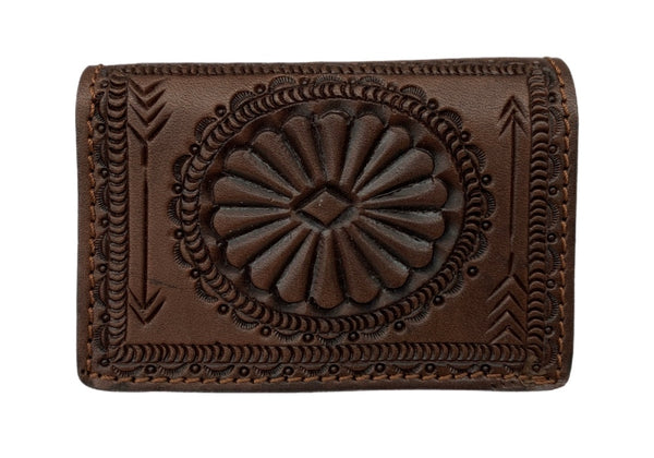 ダブルアールエル RRL TOOLED LEATHER CARD WALLET ツールド レザー カード ウォレット カードケース レザー 茶 財布・ケース クレジットカードケース 総柄 ブラウン 104W-25