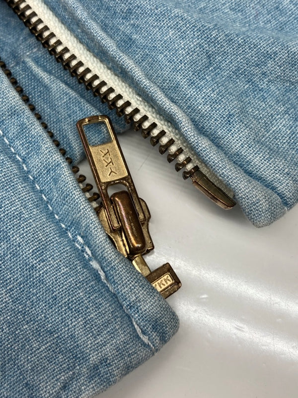 ラルフローレン RalphLauren POLO COUNTRY 80s 90s CHAMBRAY SWING-TOP JACKET シャンブレー スウィング トップ ジャケット ジップアップ 薄手 青 ジャケット 無地 ブルー Mサイズ 104MT-2049