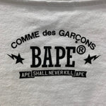 アベイシングエイプ A BATHING APE COMME des GARCONS コラボ 001LTI731901C ロンT ホワイト XLサイズ 201MT-4796