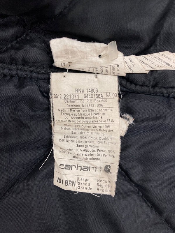 カーハート Carhartt DUCK VEST ダック ベスト ワーク 裏地キルティング アウトドア アウター 薄茶 ベスト ロゴ ベージュ Lサイズ 104MT-1671