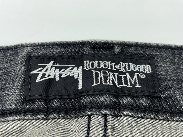 ステューシー STUSSY × LEVI'S リーバイス SS502 ダメージ加工 リペア加工 デニム ジーンズ 黒 ロゴ デニム ブラック 30 104MB-337