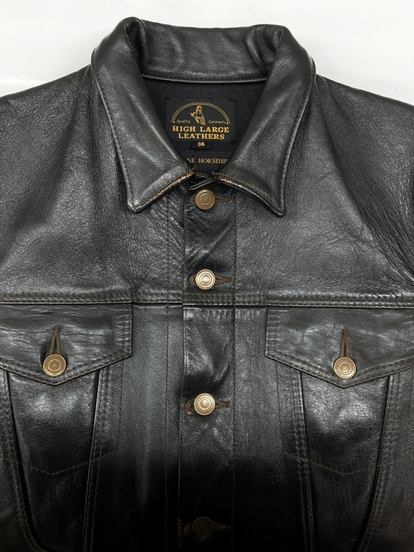 ハイラージレザーズ HIGH LARGE LEATHERS 3rd Type Broken Arrow ブロークン アロー 革ジャン Gジャン ホースハイド バイカー ライダース ジャケット 黒 サイズ36 ジャケット 無地 ブラック 104MT-2224