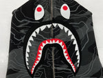 アベイシングエイプ A BATHING APE LAYERED LINE CAMO SHARK FULL ZIP HOODIE シャーク フルジップ フーディ 黒 パーカ 総柄 ブラック XLサイズ 104MT-1621