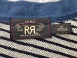 ダブルアールエル RRL SWEAT CARDIGAN 一ツ星タグ スウェット地 ボーダー 紺 カーディガン 無地 ネイビー Mサイズ 104MT-2021