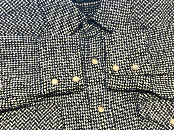 ペンドルトン PENDLETON 70's 70年代 ウエスタンシャツ チェック ウールシャツ ハウンドトゥース 千鳥柄 VINTAGE ヴィンテージ 長袖シャツ ブルー Lサイズ 101MT-4975