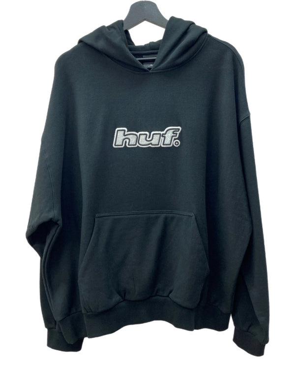 ハフ HUF LOGO APPLIQUE HOODED FLEECE ロゴ アップリケ フーディ フリース 黒 FL00229 パーカ ロゴ ブラック XLサイズ 104MT-1831