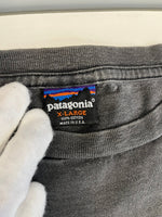 パタゴニア PATAGONIA 90s Vintage ヴィンテージ 雪なしタグ USA製 生態系 絶滅危惧種 プリントTシャツ 半袖カットソー 墨黒 XL Tシャツ ブラック LLサイズ 101MT-4700
