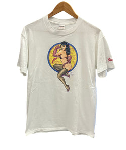 ヴィンテージ vintage 80s 90s Stedman Bettie Page Dave Stevens ©1989 Graphitti ベティ・ペイジ ピンナップガール ART Tee アート Tシャツ ホワイト Lサイズ 101MT-3069