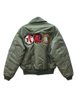 ヒューストン HOUSTON FLIGHT JACKET フライト ジャケット ミリタリー ワッペン ジップアップ アウター ブルゾン 緑 5CW45P ジャケット 総柄 カーキ Lサイズ 104MT-1444