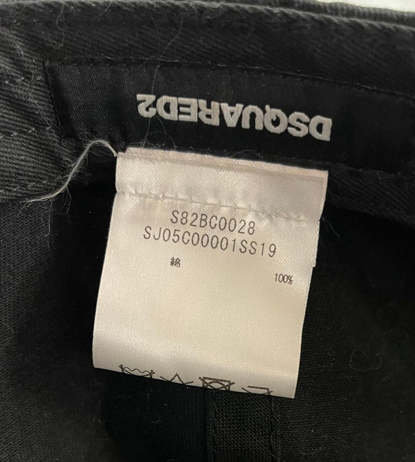 ディースクエアード DSQUARED2 DEAN＆DAN クラッシュ加工 ロゴベースボールキャップ 　黒 ピンク S82BC0028 帽子 メンズ帽子 キャップ ブラック 101hat-166