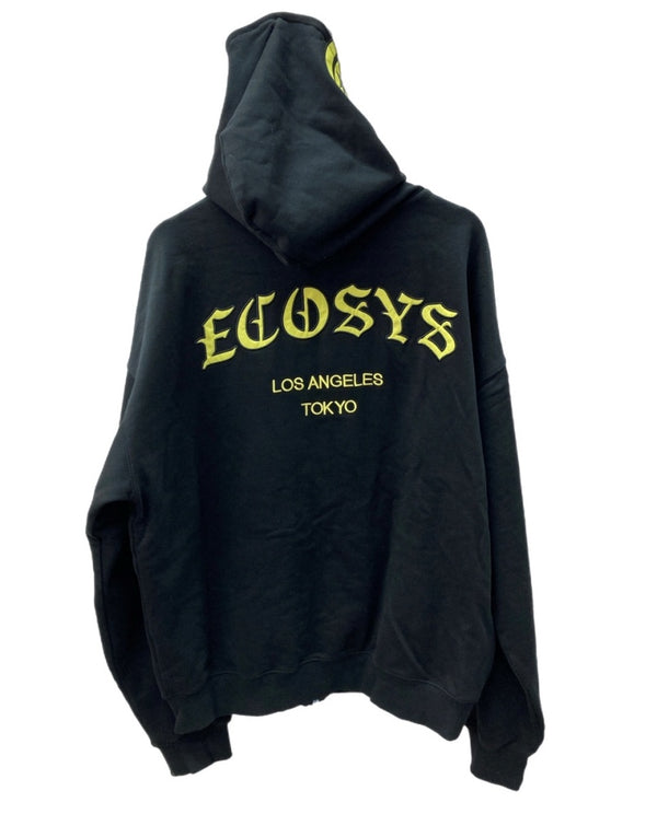 サプライヤー SUPPLIER × ECOSYS エコシス SKULL FULL ZIP HOODIE スカル フルジップ フーディ パーカー 黒 パーカ 刺繍 ブラック Lサイズ 104MT-1587