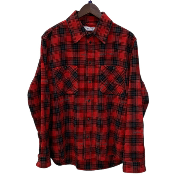 オフホワイト Off-White flannel check shirt 長袖シャツ レッド Lサイズ 201MT-3424