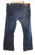 ダブルアールエル RRL ボタンフライ ラルフローレン 革パッチ フレア ブーツカット デニム 00'S 2000年代 デニム ブルー 34 103MB-593