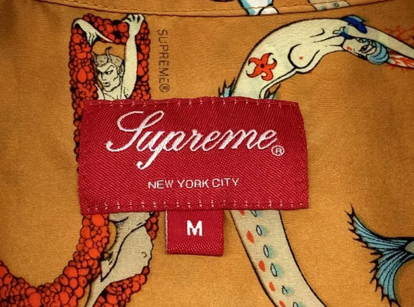 シュプリーム SUPREME 18SS Alphabet Silk Shirt アルファベット シルク シャツ オープンカラーシャツ 黄 半袖シャツ 総柄 イエロー Mサイズ 104MT-1632