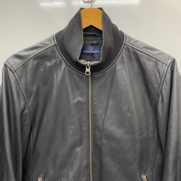 フレッドペリー FRED PERRY ラムレザーブルゾンジャケット ジャケット ブラック Mサイズ 201MT-4346