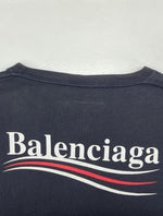 バレンシアガ BALENCIAGA CAMPAIGN LOGO PRINT T-SHIRT キャンペーン ロゴ プリント Tシャツ 半袖 カットソー 紺 556150 TAV44 Tシャツ ロゴ ネイビー Mサイズ 104MT-1183