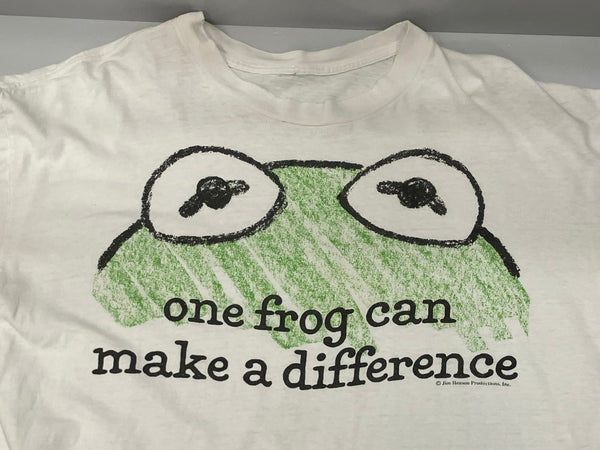 ヴィンテージ Vintage 90's 90s カーミット KERMIT THE FROG CARTOON ©︎Jim Henson Production シングルステッチ - Tシャツ プリント ホワイト フリーサイズ 101MT-2554