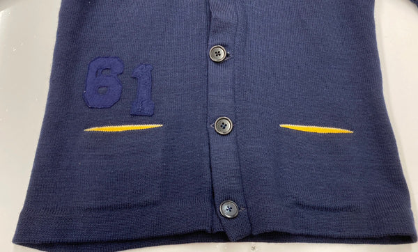 ヴィンテージ vintage 60s 60年代 Kandel レタードカーディガン ニット セーター 紺 黄色 カーディガン ライン ネイビー 104MT-1905