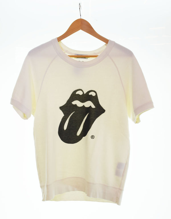 ヒステリックグラマー  HYSTERIC GLAMOUR THE ROLLING STONES ローリングストーンズ 半袖スウェットバンドＴ 白 0221CS04 Tシャツ ホワイト Mサイズ 103MT-2729