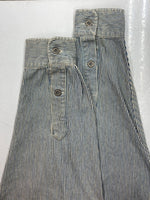 ダブルアールエル RRL 90s BAND COLLAR SHIRT JACKET バンド カラー シャツ ジャケット ワーク 三ツ星タグ Ralph Lauren 青 ジャケット ストライプ ブルー Lサイズ 104MT-1502