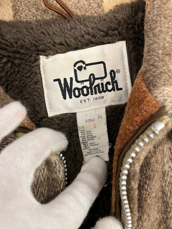 ウールリッチ WOOLRICH 70s 70's USA製 白タグ ウールチェック柄 ジャケット ジップアップ YKKジッパー ヴィンテージ 茶  ジャケット マルチカラー Sサイズ 101MT-5286