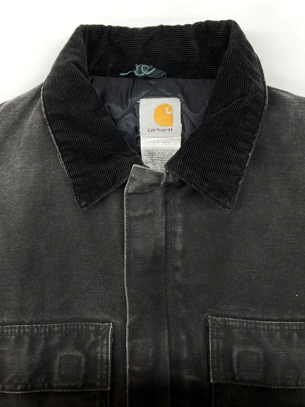 カーハート Carhartt TRADITIONAL JACKET トラディショナル ジャケット コーデュロイ ダック ダブルジップ アウトドア アウター 黒 C26 BLK ジャケット ロゴ ブラック Lサイズ 104MT-1959