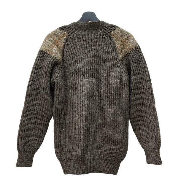 エコッセ Niffi ECOSSE Harris Tweed ハリスツイード ニット 英国製 くるみボタン カーディガン チェック ブラウン XSサイズ 104MT-2257