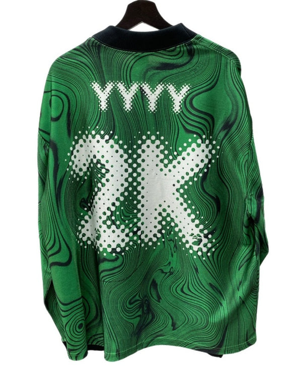 ナイキ NIKE × Off-White オフホワイト Allover Print Jersey ゲームシャツ ユニフォーム 緑 FQ0998-389 ロンT 総柄 グリーン 2XLサイズ 104MT-1622