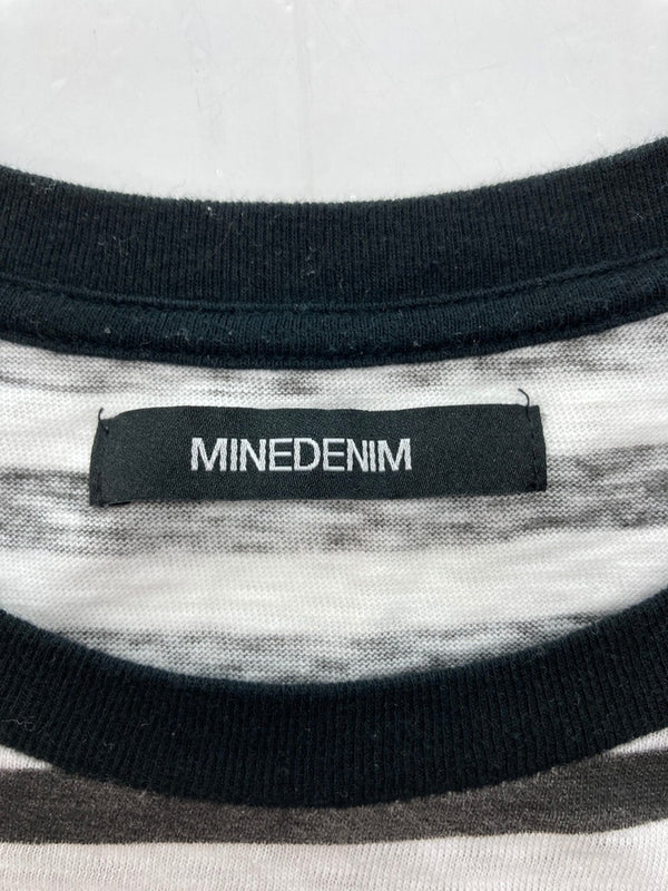 マインデニム MINEDENIM 22SS HAZY BORDER T-SHIRT 半袖 かすれ加工 黒 2206-6001-07XL2 XL Tシャツ ボーダー ブラック 104MT-201