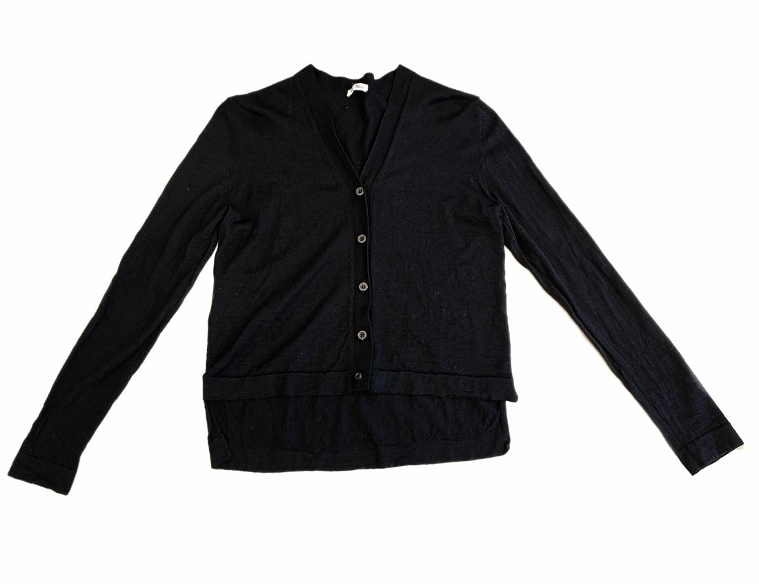 ミュウミュウ miu miu シルク混 ウールカーディガン ニット 薄手 黒