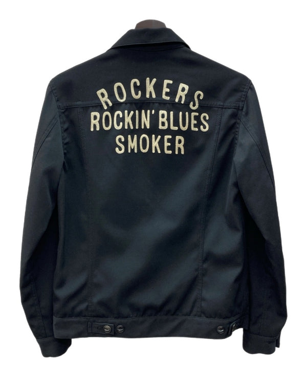 ワコマリア WACKO MARIA ROCKERS ROCKIN’ BLUES SMORKER L/S SHIRT ウール 長シャツ ワークシャツ 黒 ジャケット 刺繍 ブラック Mサイズ 104MT-2230