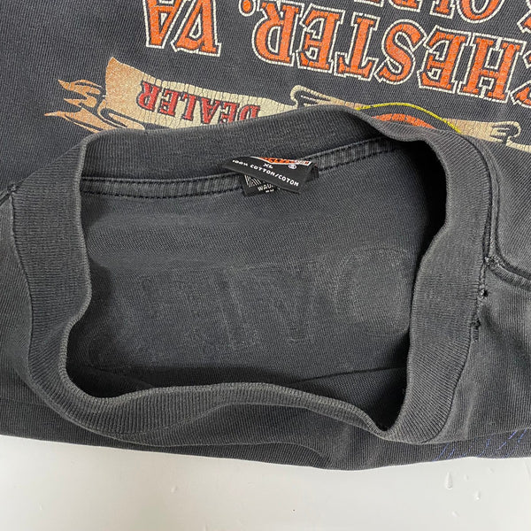 【曜日割引対象外】 ハーレーダビットソン HARLEY-DAVIDSON イーグル フレイム USA製 ロンT ブラック XLサイズ 201MT-4738 VB