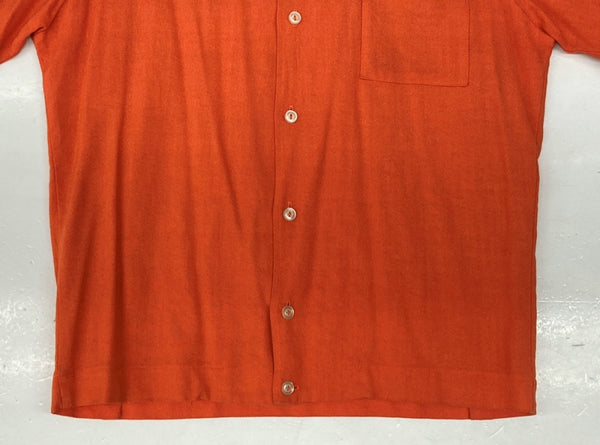 ヴィンテージ vintage 60s 70s Bowling Shirt ボーリング シャツ ANGEL TOWN 刺繍タグ チェーン オープンカラー 半袖 半袖シャツ 刺繍 オレンジ Mサイズ 104MT-1222