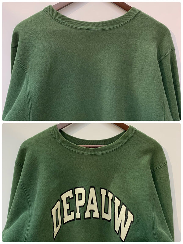 【曜日割引対象外】 チャンピオン Champion 90's REVERSE WEAVE USA製 DEPAUW スウェット グリーン XLサイズ 201MT-3136 VB