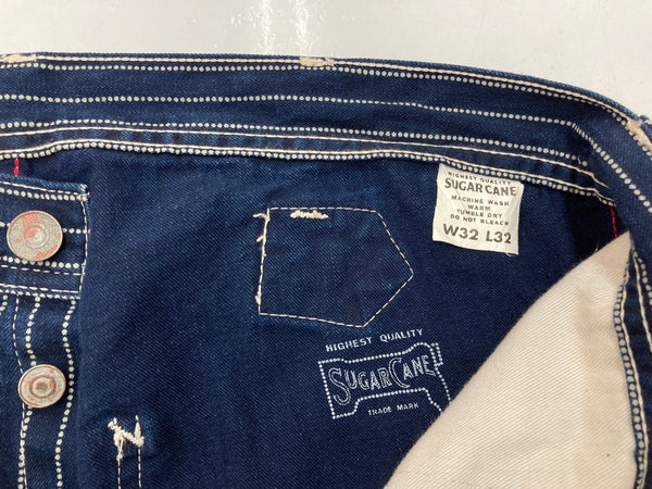 シュガーケーン SUGAR CANE 9oz. WABASH STRIPE ENGINEER PANTS ウォバッシュ ストライプ インディゴ ワーク シンチバック 紺 ストライプ SC40786 ボトムスその他 ネイビー W32 L32 104MB-271