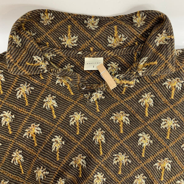 【曜日割引対象外】 キャピタル KAPITAL ヤシの木 総柄 コットン ポロシャツ Tシャツ イエロー 2サイズ 201MT-4408 VB