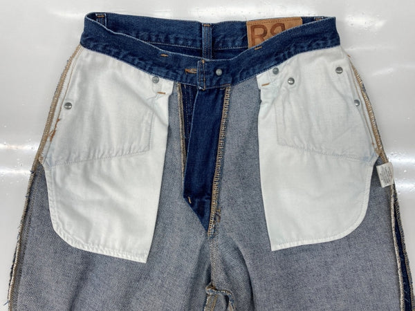 ダブルアールエル RRL DENIM PANTS デニム パンツ ジップフライ ジーパン ジーンズ USA製 Ralph Lauren インディゴ 青 ロゴ デニム ブルー 29×32 104MB-349