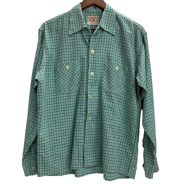 【曜日割引対象外】 ヴィンテージ vintage 50's~ Dunhill Cotton Check Shirts 長袖シャツ グリーン Mサイズ 201MT-4379 VB