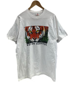 US US古着 90's 90年代 FRUIT OF THE LOOM Human-i-Tees EYE ON SURVIVAL アニマルプリント アートT MADE IN USA アメリカ製 ヴィンテージ VINTAGE XL Tシャツ ホワイト LLサイズ 101MT-4914