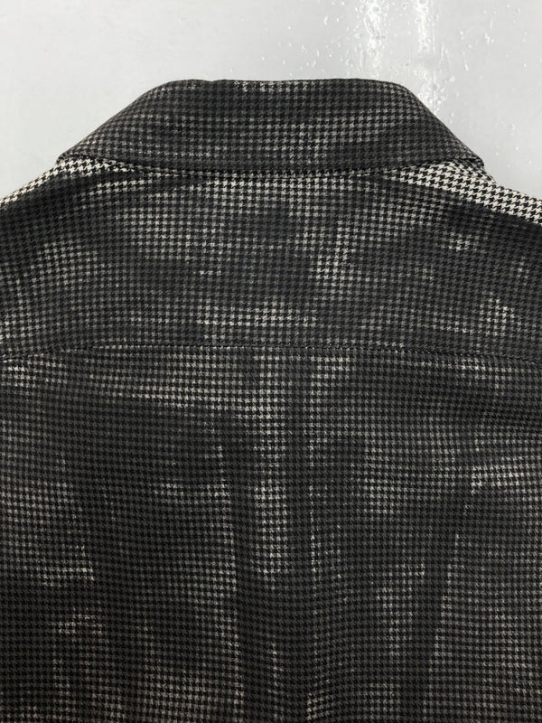 ヨウジヤマモト Yohji Yamamoto POUR HOMME ROLLER PRINT LONG BLOUSE ローラー プリント ロング ブラウス 千鳥柄 長袖 灰 HG-B26-043 サイズ 3 コート 総柄 グレー 104MT-1575